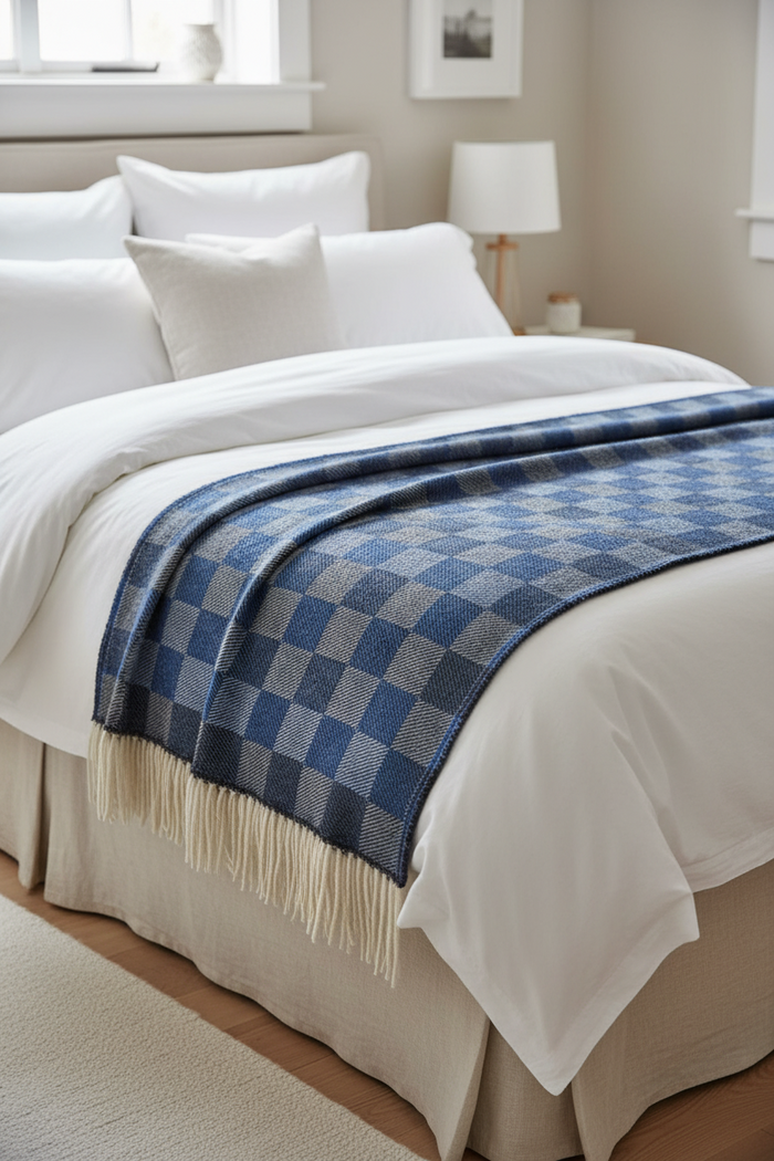 McNutt Blue Iris Pure Wool Throw - 100% Merino - Irish Made
