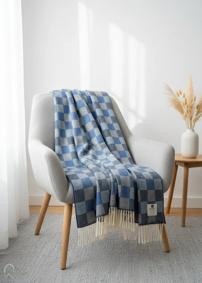 Mcnutt Pure Wool Throw | Blue Iris