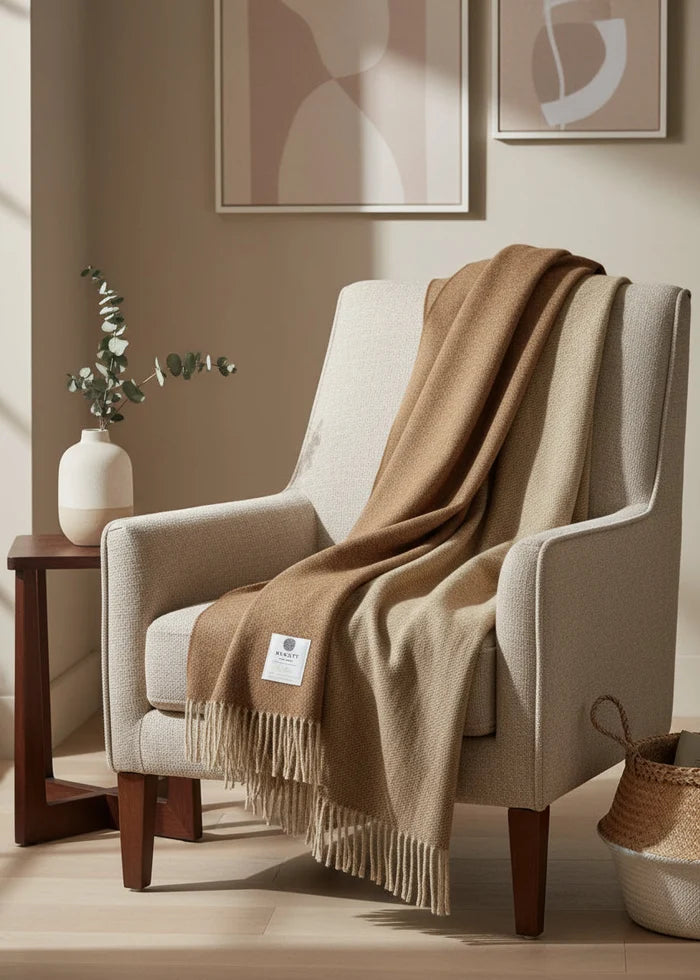 Mcnutt Pure Wool Throw | Chestnut Reversible