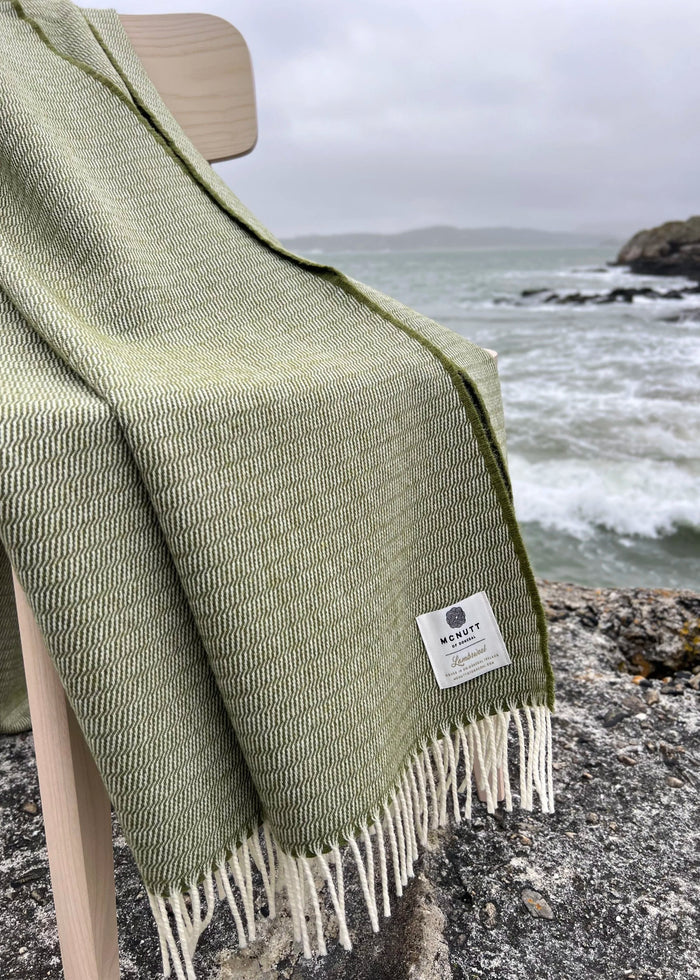 McNutt of Donegal Ripple Fern Supersoft Merino Lambswool Throw