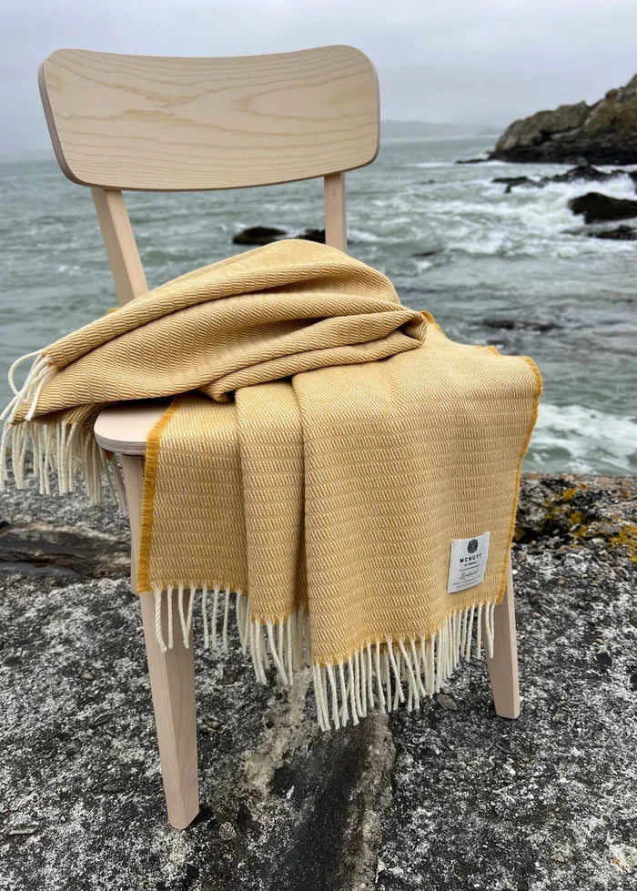 McNutt of Donegal Ripple Lemon Supersoft Merino Lambswool Throw