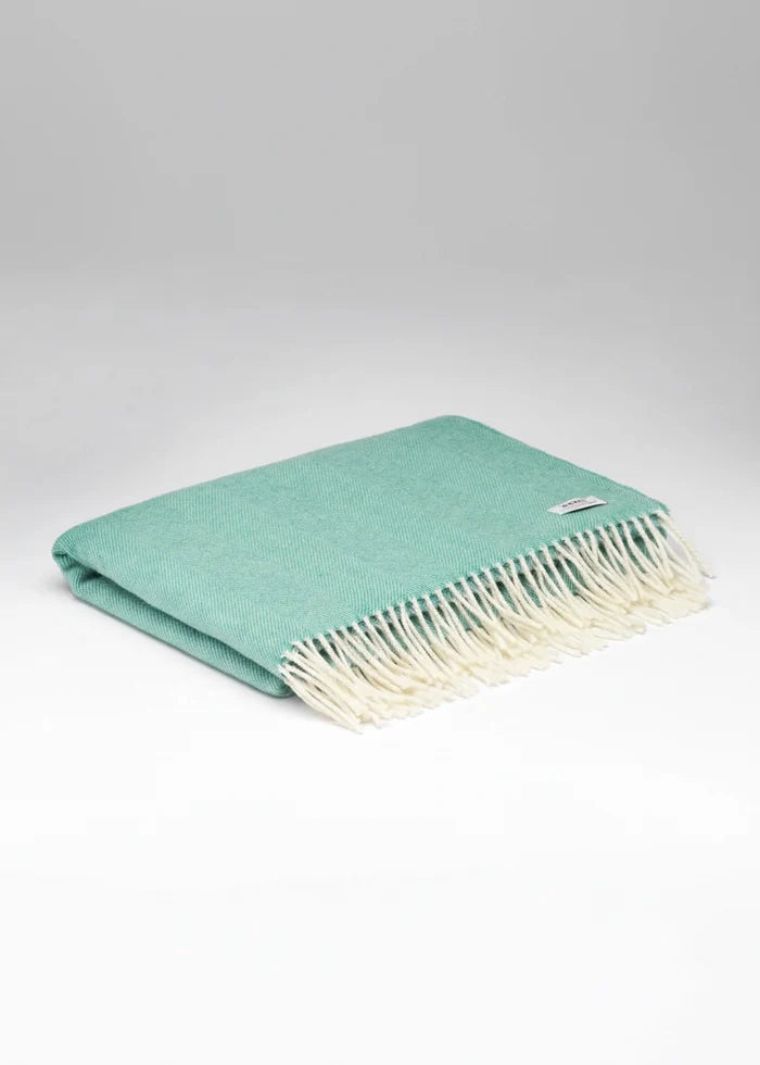 McNutt of Donegal Spearmint Herringbone Pashmina Wrap | Irish Merino Wool