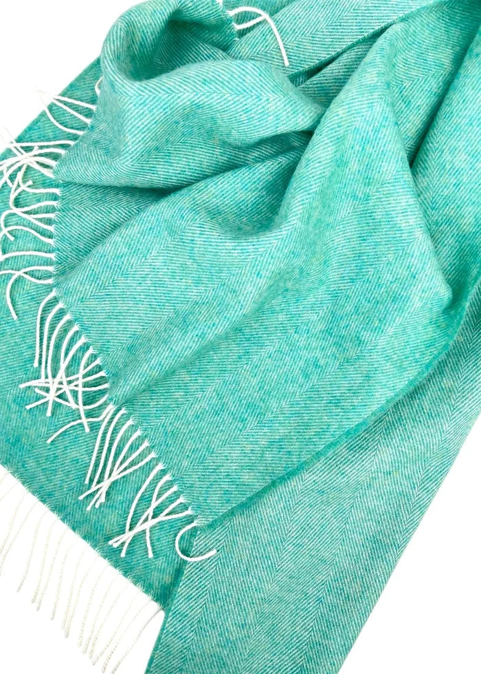 McNutt of Donegal Spearmint Herringbone Pashmina Wrap | Irish Merino Wool
