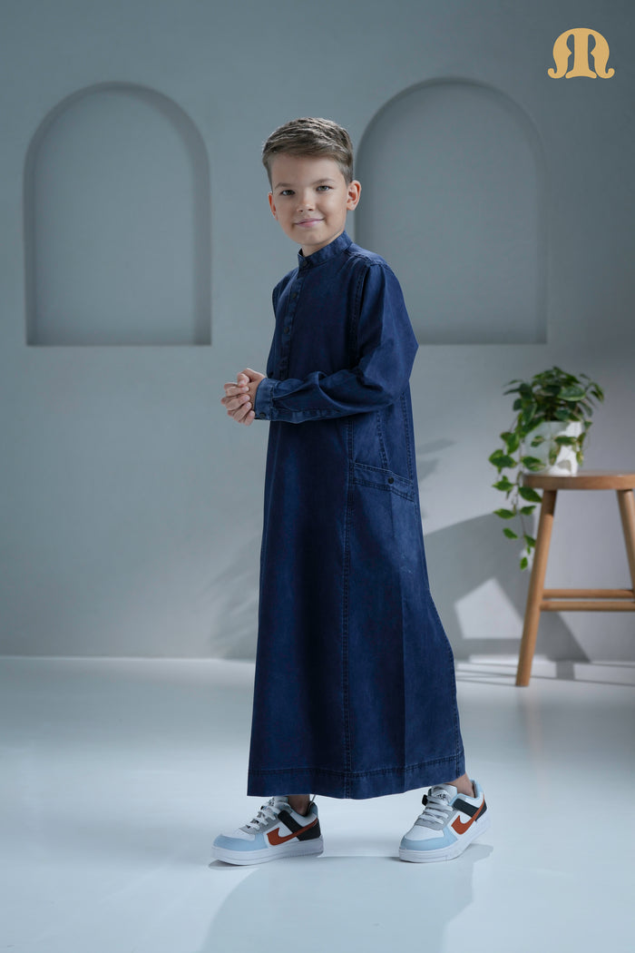 Mekong Navy Blue Denim Thobe for Kids