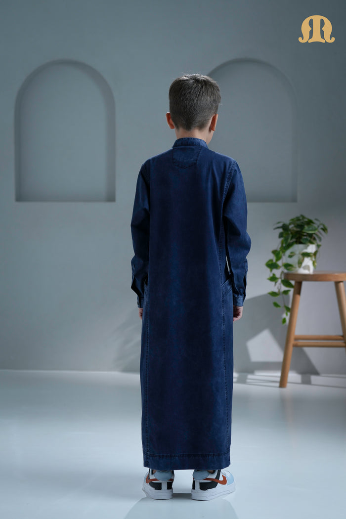 Mekong Navy Blue Denim Thobe for Kids