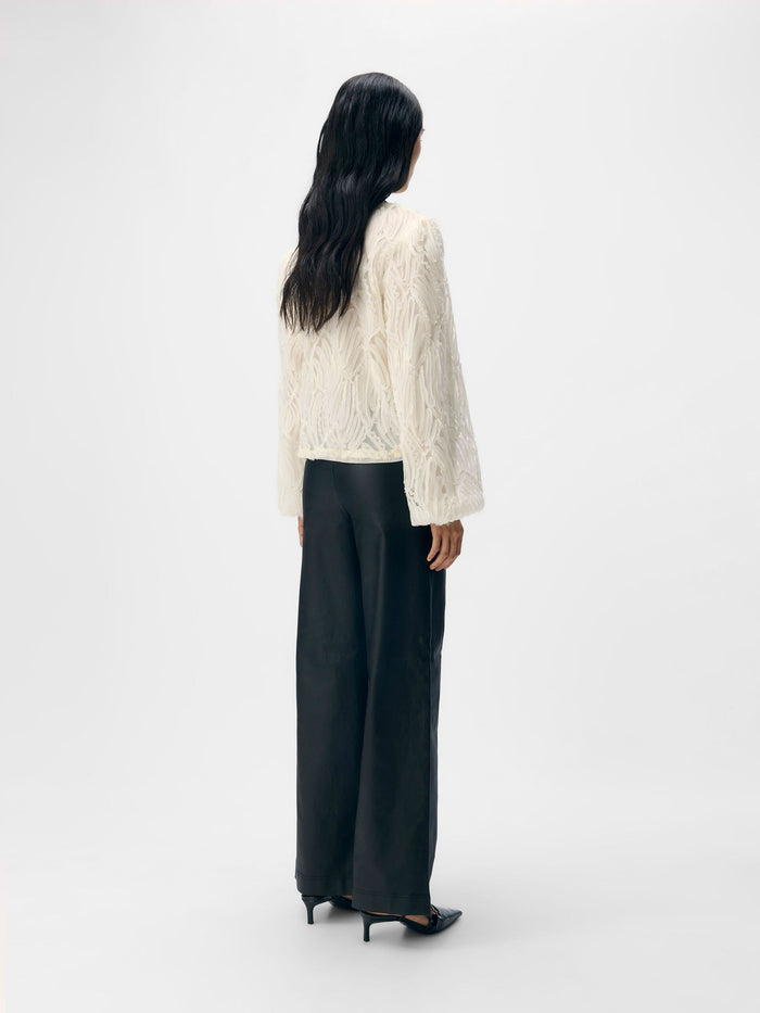 Mel Coated Wide Leg Pants (Black)