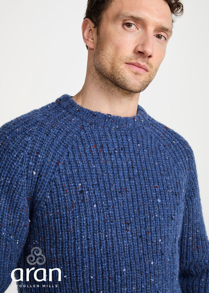 Men's Fisherman Rib Nepped Sweater | Blue
