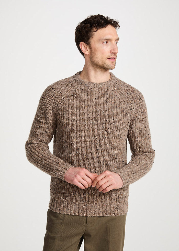 Men's Fisherman Rib Nepped Sweater | Brown