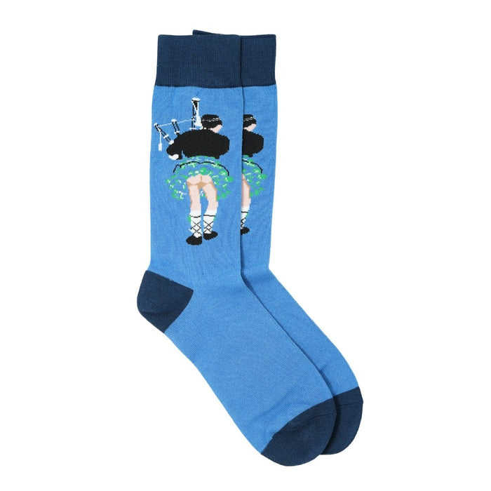 Men’s Luxury Bamboo Socks – Soft, Breathable & Stylish Everyday Comfort - BLUE BAGPIPES - GREEN KILT - Heritage Of Scotland -