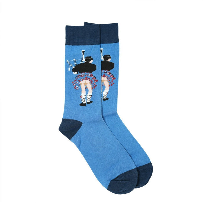 Men’s Luxury Bamboo Socks – Soft, Breathable & Stylish Everyday Comfort - BLUE BAGPIPES - RED KILT - Heritage Of Scotland -