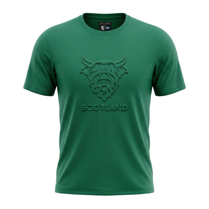 Men's Scotland Cow Embossed T-Shirt Green - Heritage Of Scotland - S