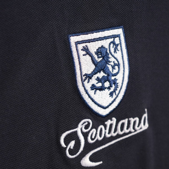 Men’s Black Scotland Crest Polo Shirt with White Trim - Heritage Of Scotland - NAVY / S