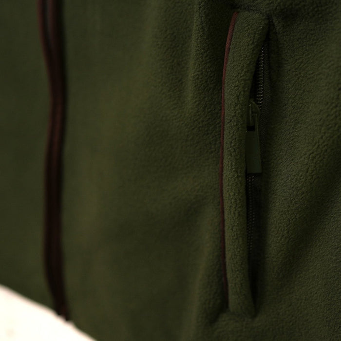 Men’s Scotland Highland Cow Gilet Green – Fleece Zip Vest with Embroidery - Heritage Of Scotland - L