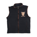 Men’s Scotland Highland Cow Gilet Navy – Fleece Zip Vest with Embroidery - Heritage Of Scotland - L