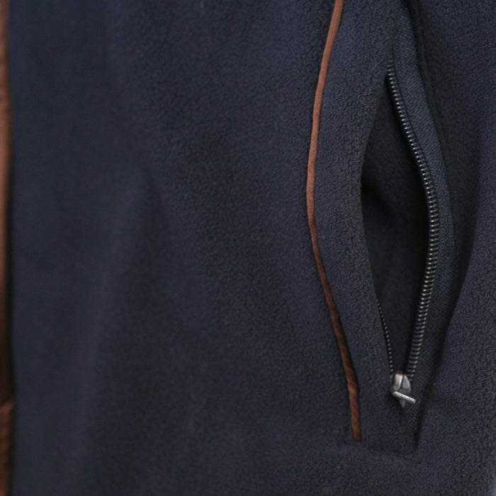 Men’s Scotland Highland Cow Gilet Navy – Fleece Zip Vest with Embroidery - Heritage Of Scotland - L