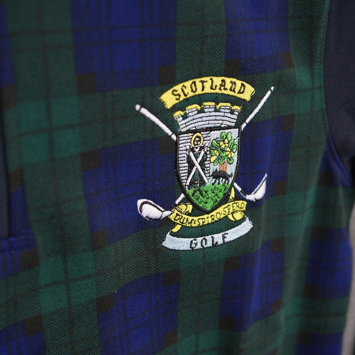 Men’s Scotland Tartan 1/4 Zip Sweatshirt – Classic Check Pullover with Embroidered Crest - Heritage Of Scotland - S