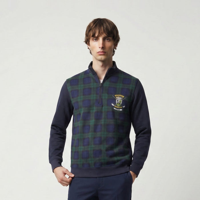 Men’s Scotland Tartan 1/4 Zip Sweatshirt – Classic Check Pullover with Embroidered Crest - Heritage Of Scotland - S