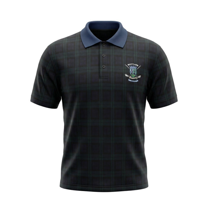 Mens Tartan Scotland Golf Polo Shirt - Black Watch - Heritage Of Scotland - BLACK WATCH / S