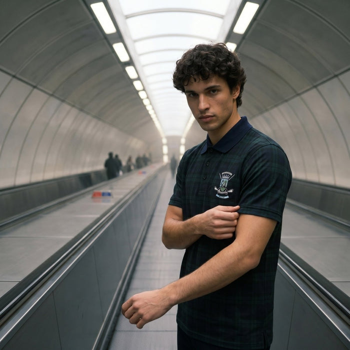 Mens Tartan Scotland Golf Polo Shirt - Black Watch - Heritage Of Scotland - BLACK WATCH / S