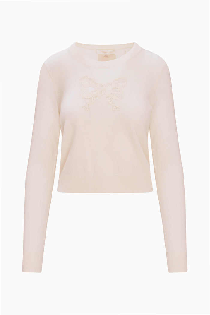 Mingley Lace Bow Wool Sweater