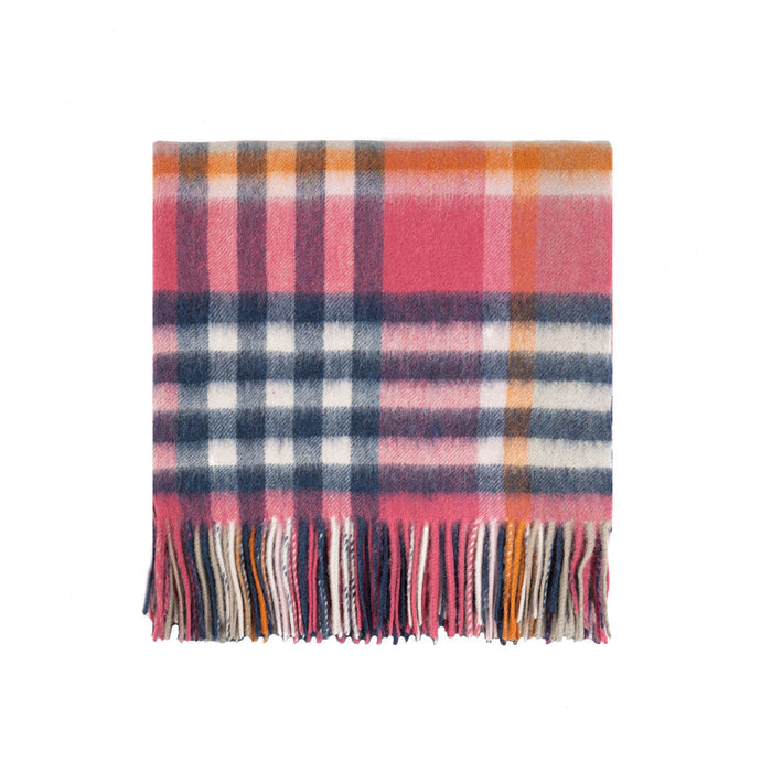 Ladies Mini Lambswool Cape Chequer Tartan Astral/Raspberry - Heritage Of Scotland - CHEQUER TARTAN ASTRAL/RASPBERRY