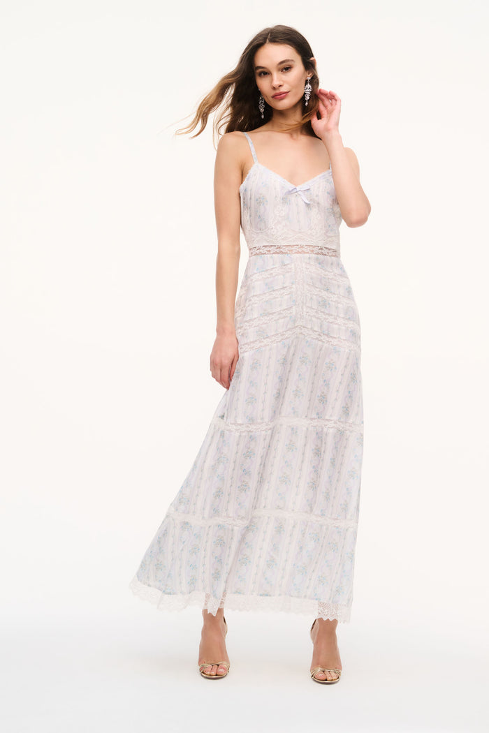 Mirabeline Floral Silk Lace Maxi Dress