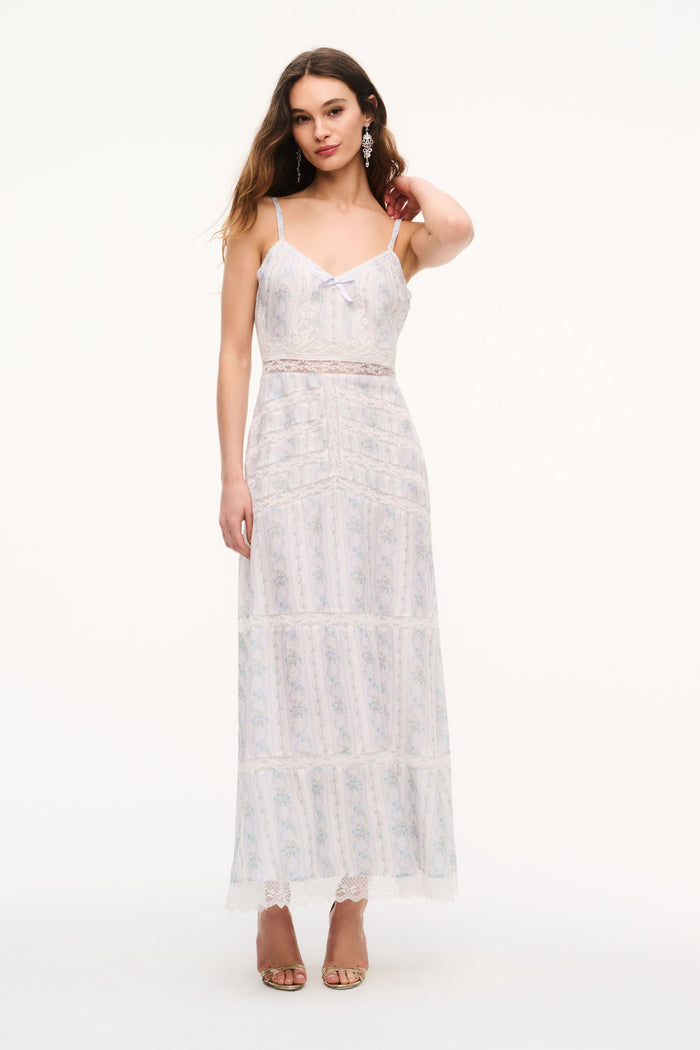 Mirabeline Floral Silk Lace Maxi Dress