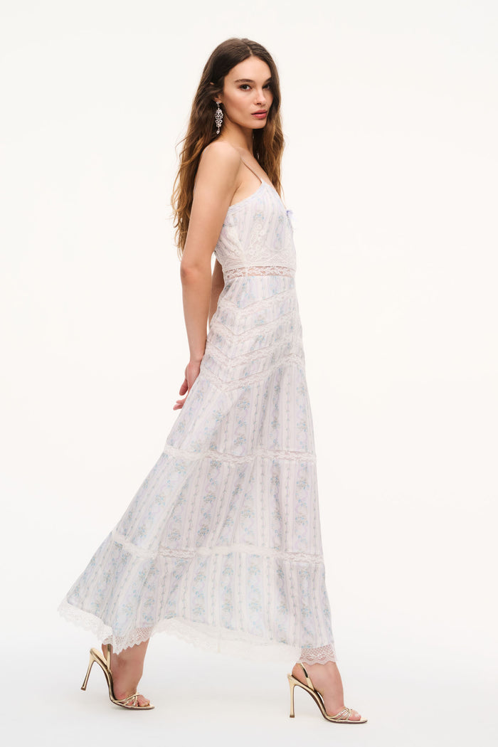 Mirabeline Floral Silk Lace Maxi Dress