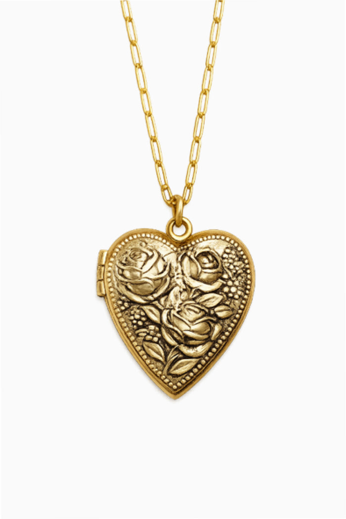 Miss Ellie Three-Rose-Embossed Heart Locket