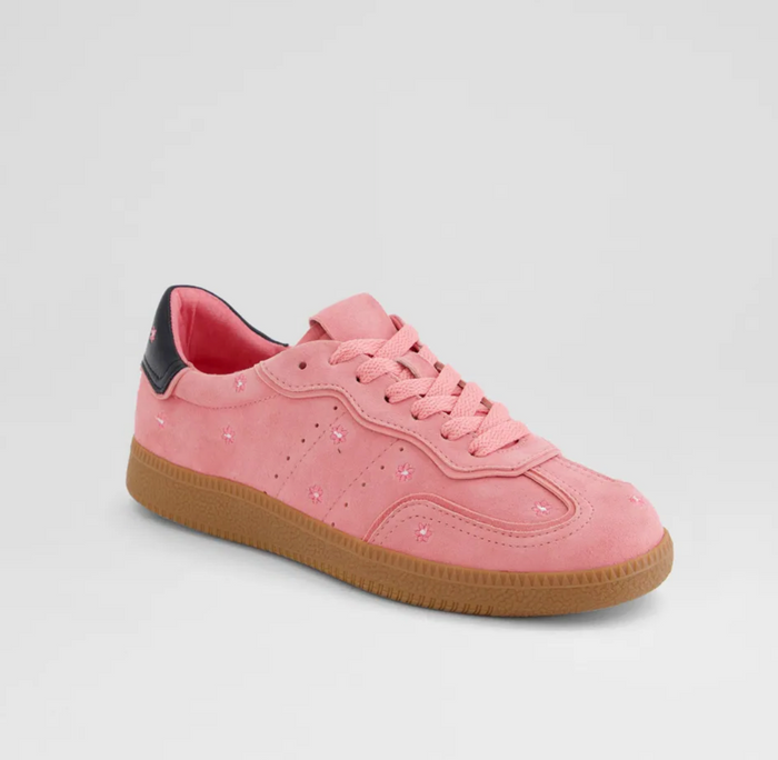 Mollini DEELARA Pink Black Suede Leather Sneaker - Crush Marketplace