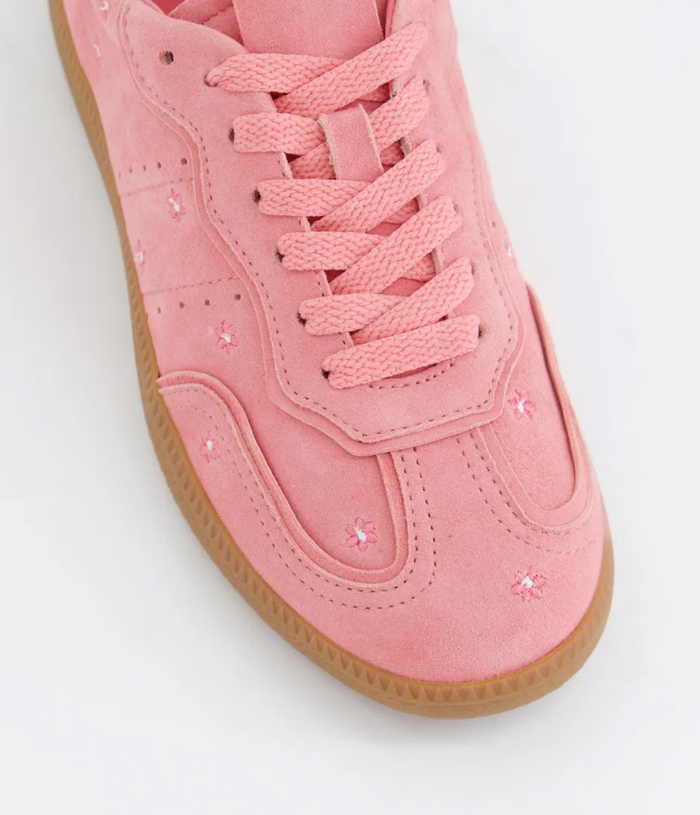 Mollini DEELARA Pink Black Suede Leather Sneaker - Crush Marketplace