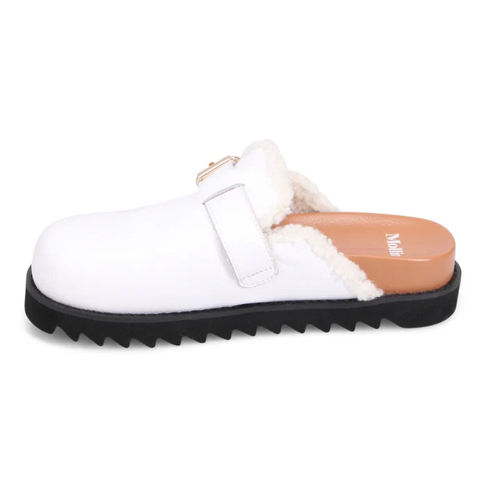Mollini MERCHAH Mule in White Leather - Crush Marketplace