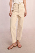 Molly Bracken High Waisted Straight Pant in Cream - Crush Marketplace
