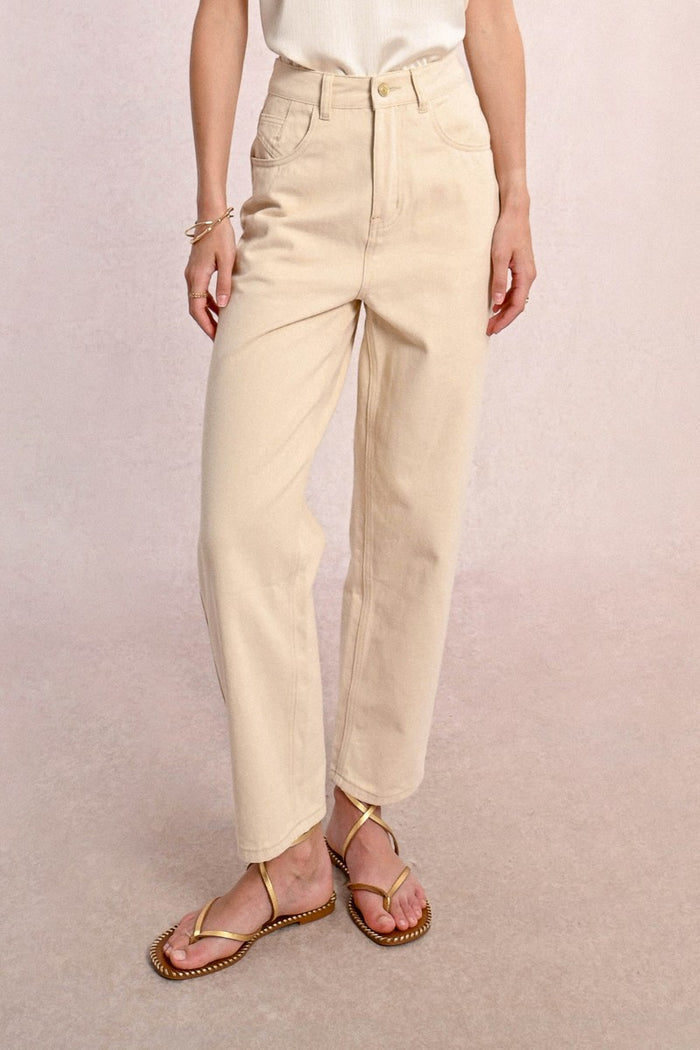 Molly Bracken High Waisted Straight Pant in Cream - Crush Marketplace