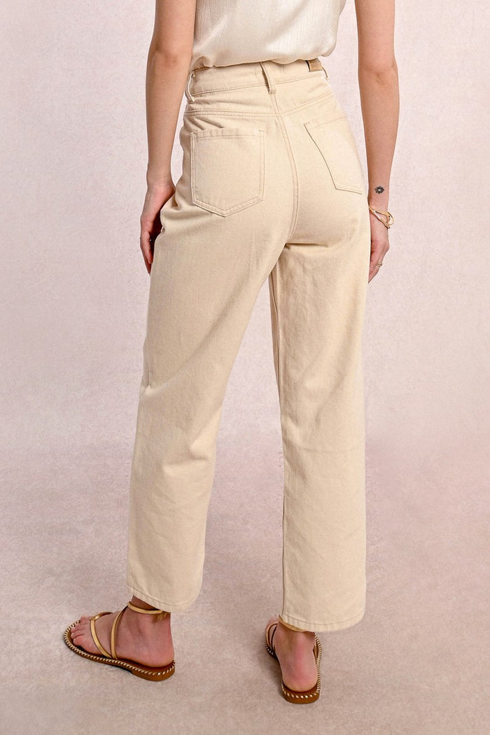 Molly Bracken High Waisted Straight Pant in Cream - Crush Marketplace