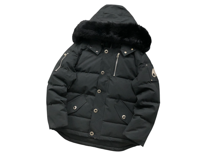 Moose Knuckles Shearling 3Q Down Jacket Full Black