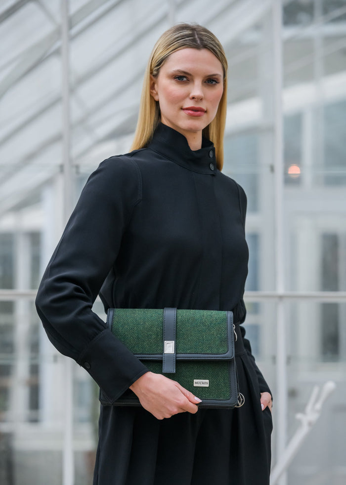 Mucros Aoife Bag | Green Herringbone