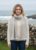 Mucros Aran Scarf | Merino Wool Alpaca Scarf | Beige