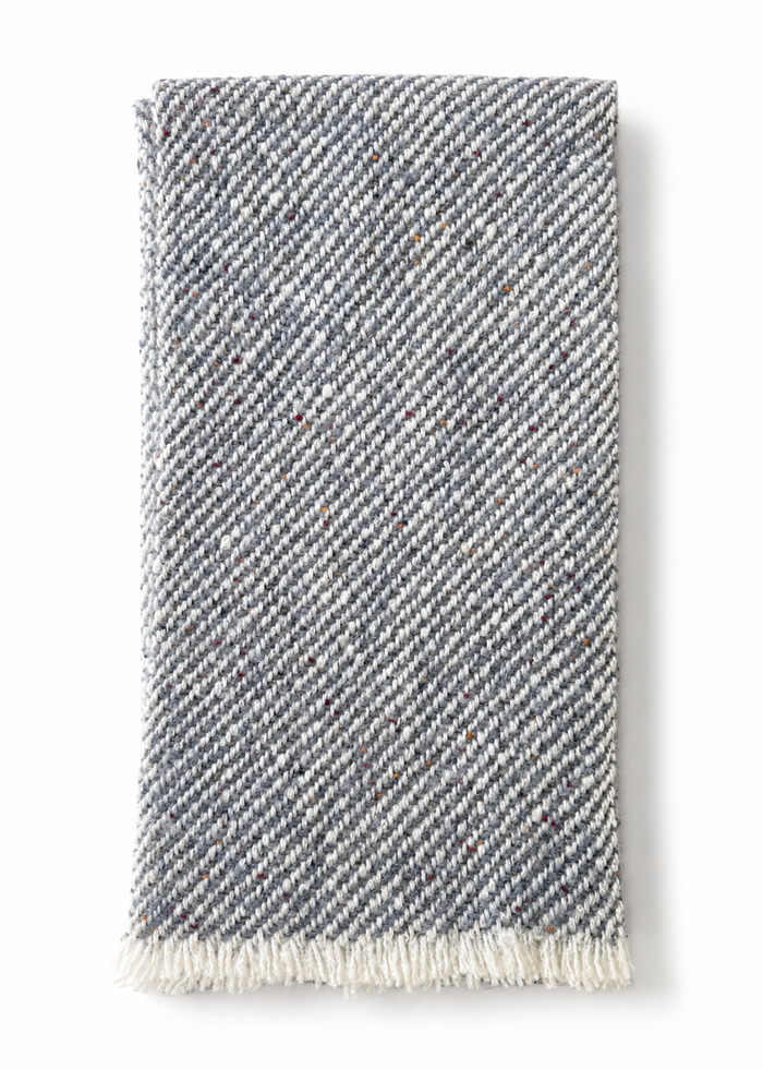 Mucros Aran Scarf | Merino Wool Alpaca Scarf | Denim Mix
