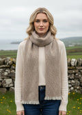 Mucros Aran Scarf | Merino Wool Alpaca Scarf | Oatmeal Mix