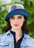 Mucros Blue Check Clodagh Hat
