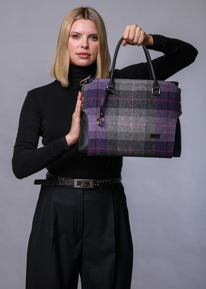Mucros Emily Bag | Charcoal Lavender Stripe