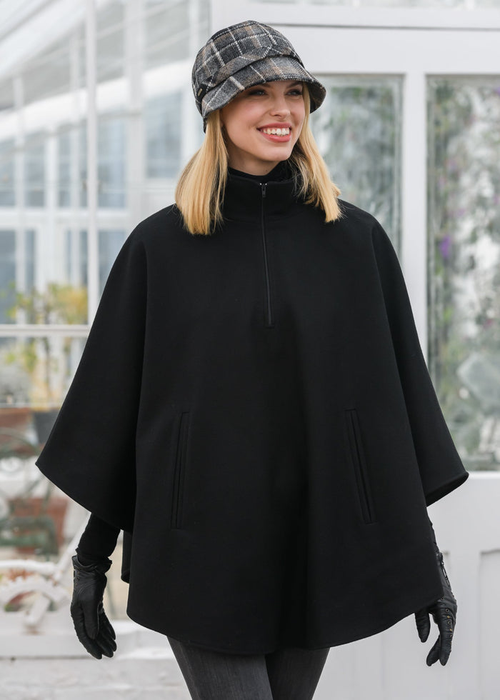 Mucros Half Zip Poncho | Black