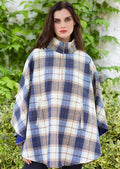 Mucros Half Zip Blue check Poncho