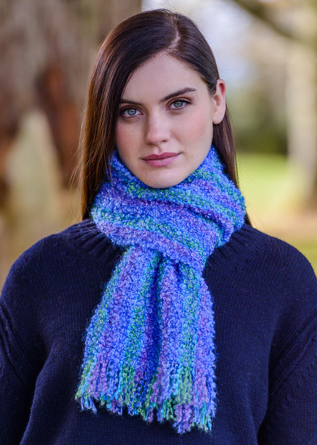 Mucros Mohair Viscose Scarf - Blue Green Purple Mix