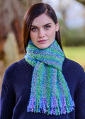 Mucros Mohair Viscose Scarf - Green Purple Mix