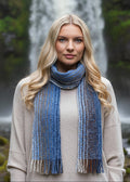 Mucros Skellig Scarf | Blue Mix Merino Wool & Cashmere
