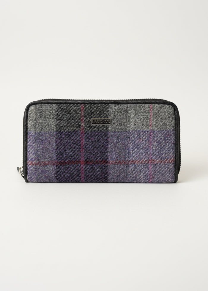 Mucros Tweed Wallet | Purple Check