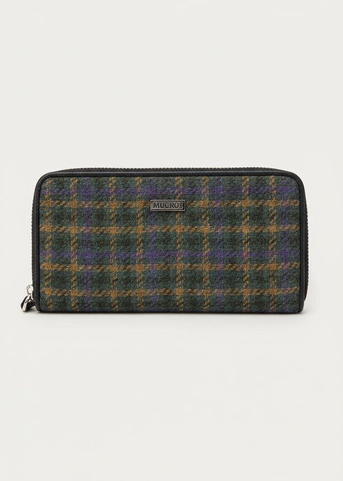 Mucros Tweed Wallet | Purple Green Check