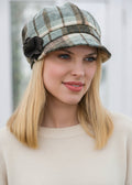 Ladies Mucros Newsboy Cap | Natural Oatmeal Check